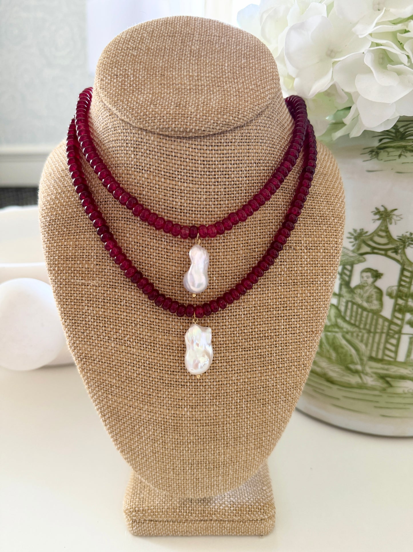 Garnet Beaded with Pearl