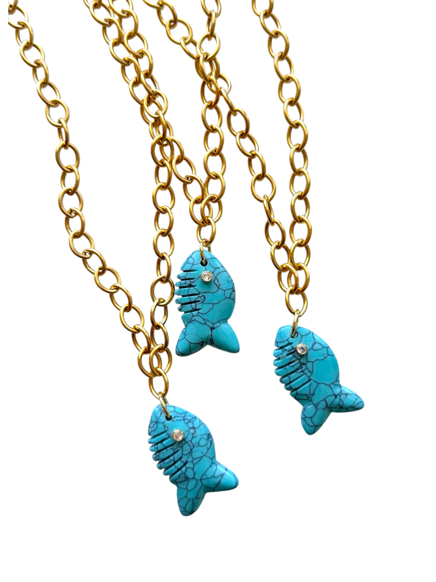 Turquoise Gemstone Fish Necklace
