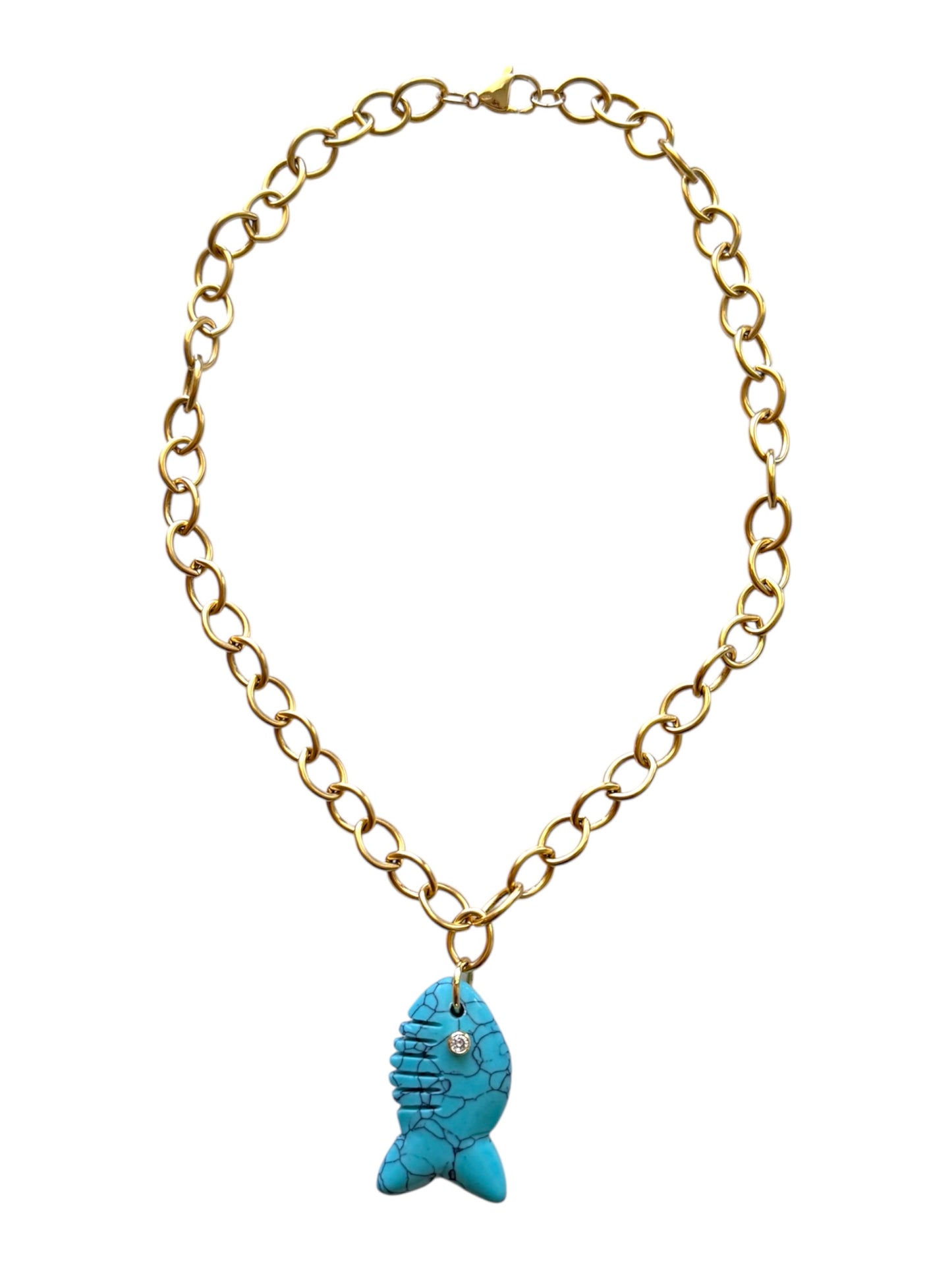 Turquoise Gemstone Fish Necklace