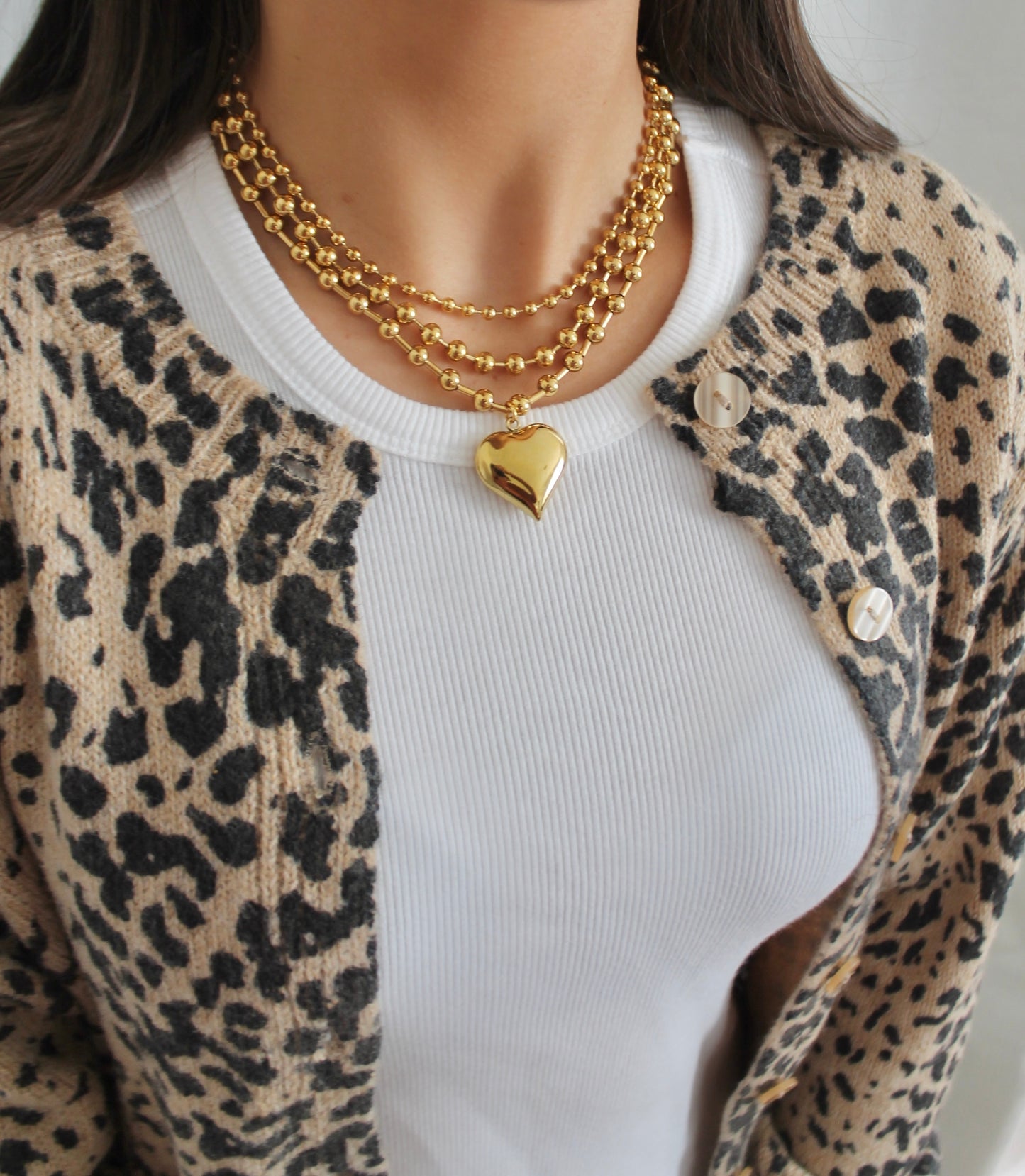 Gold Beaded Bubble Heart