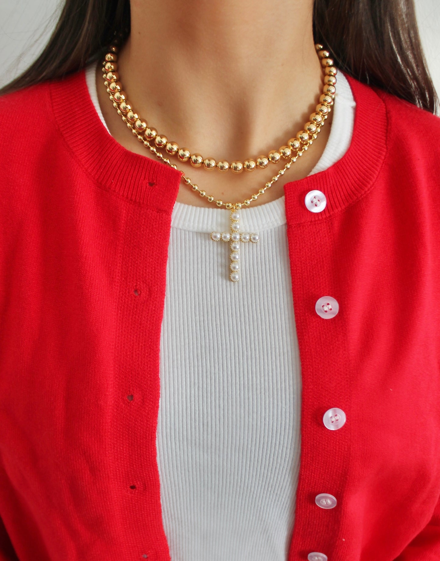 Pearl Cross Necklace