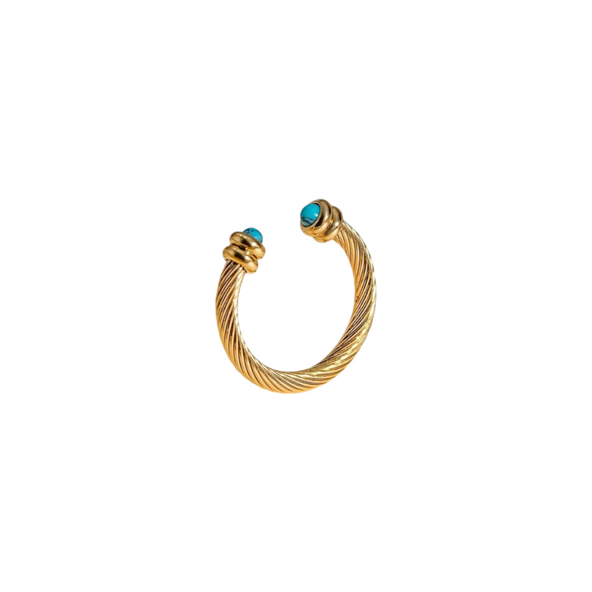 Gold Turquoise Textured Ring