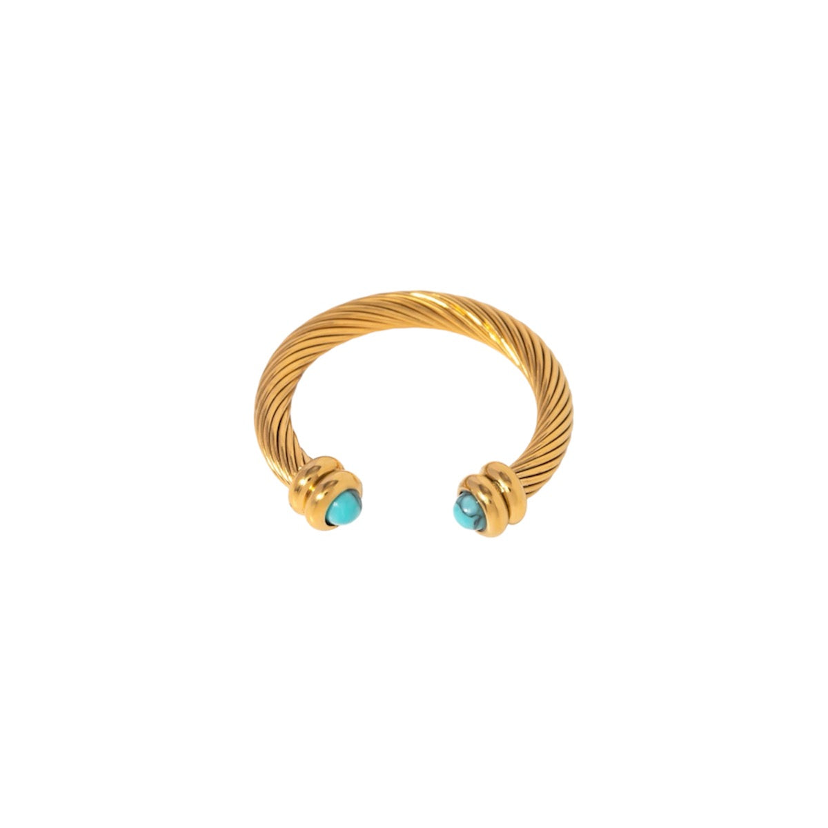 Gold Turquoise Textured Ring