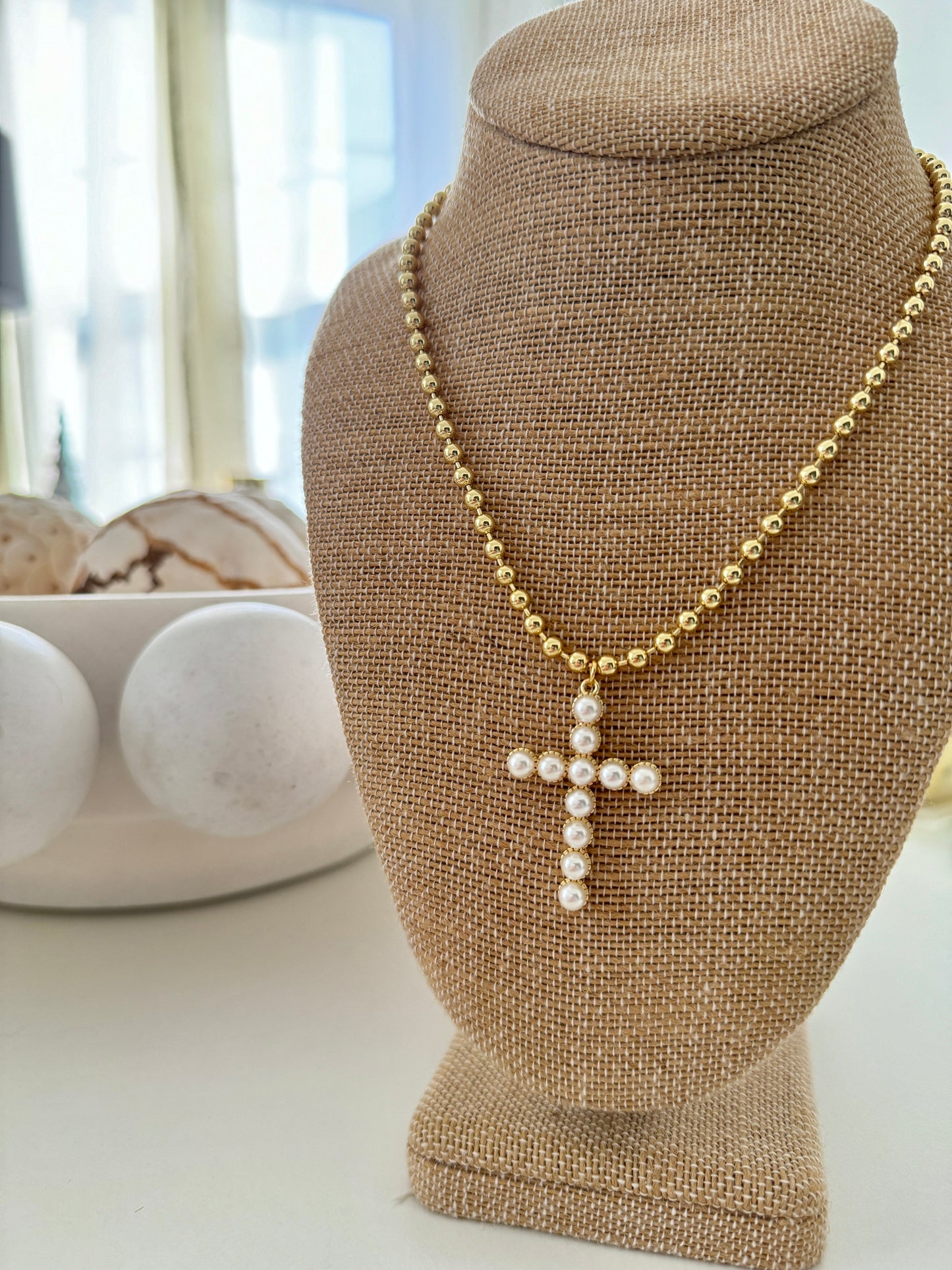 Pearl Cross Necklace