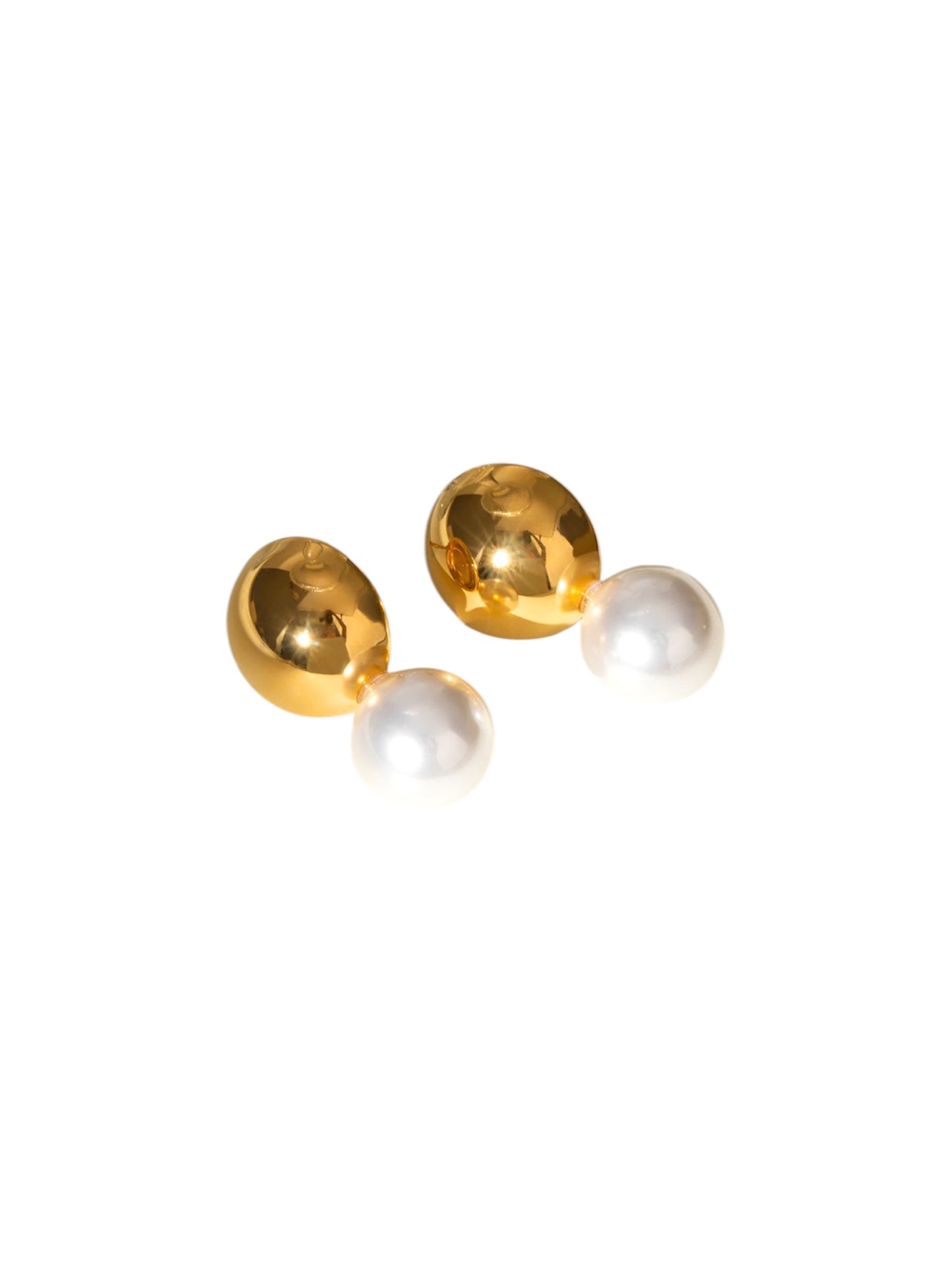 Gold & Pearl Ball Earrings