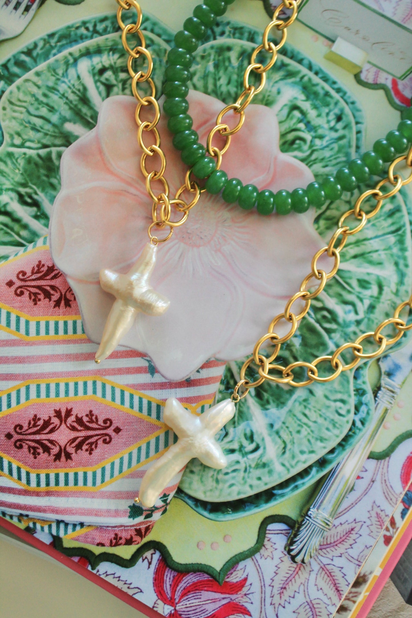 Chunky Pearl Cross Necklace