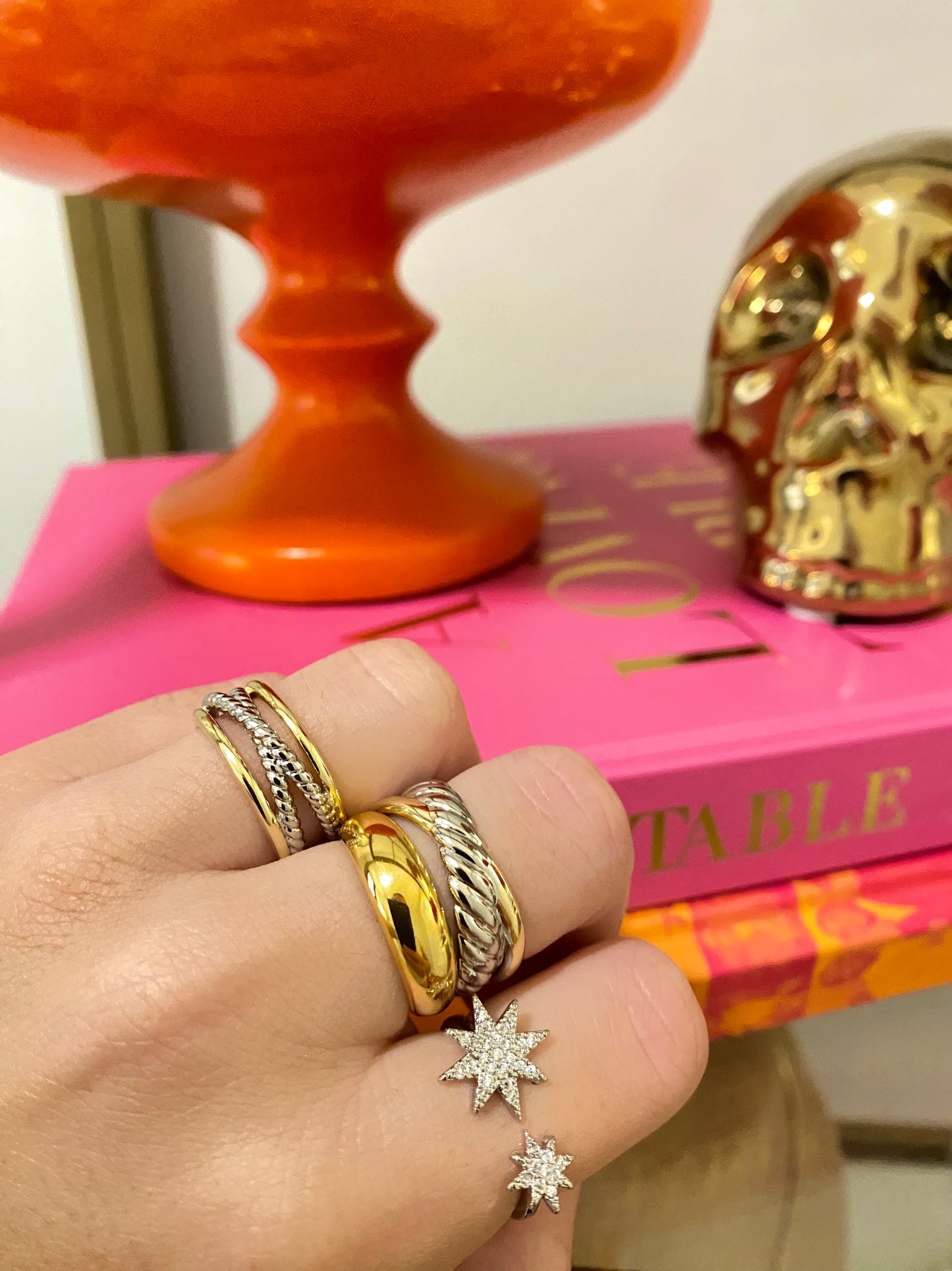 Gold and Silver Crossover Ring