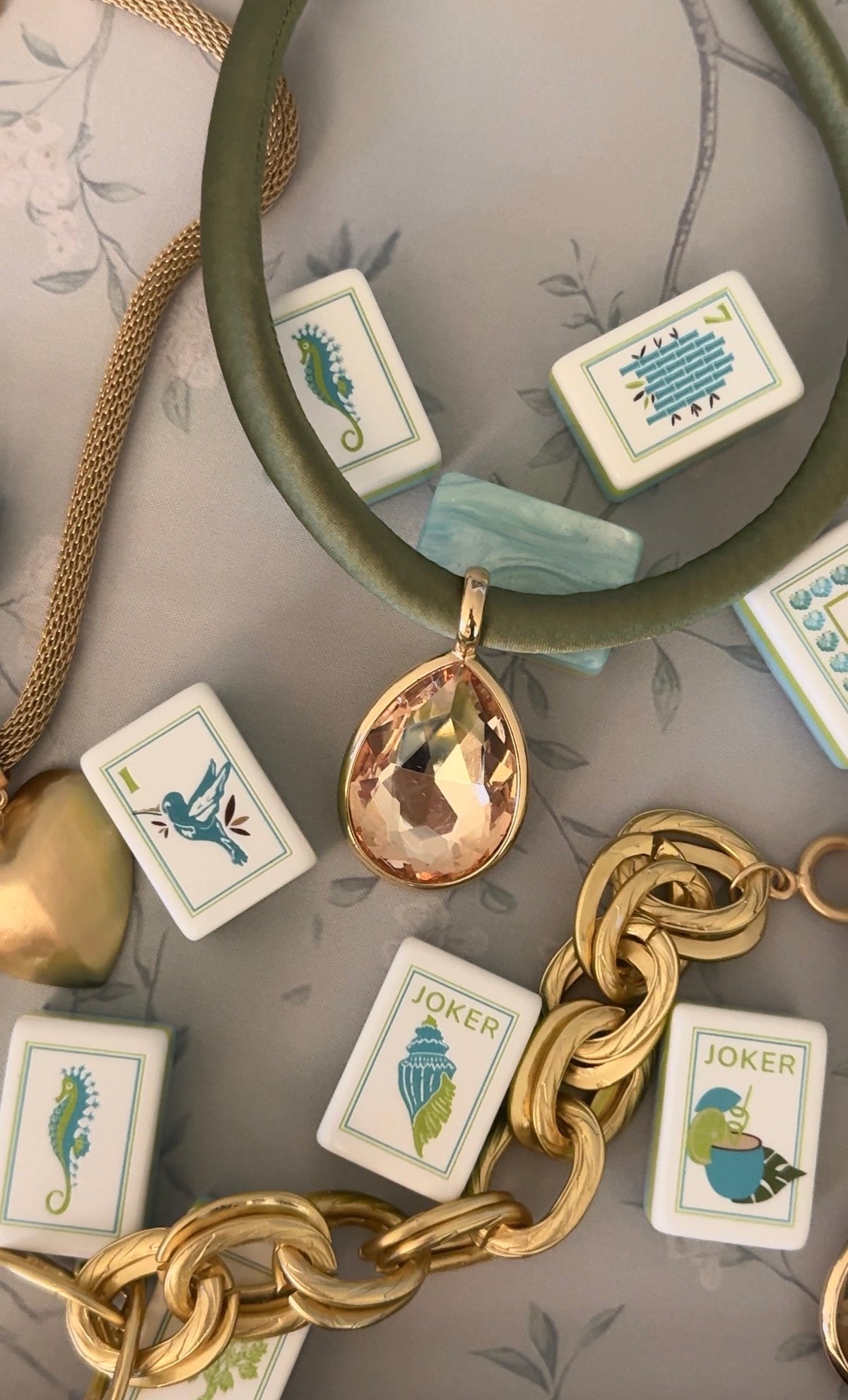 Olive Gemstone Drop Necklace