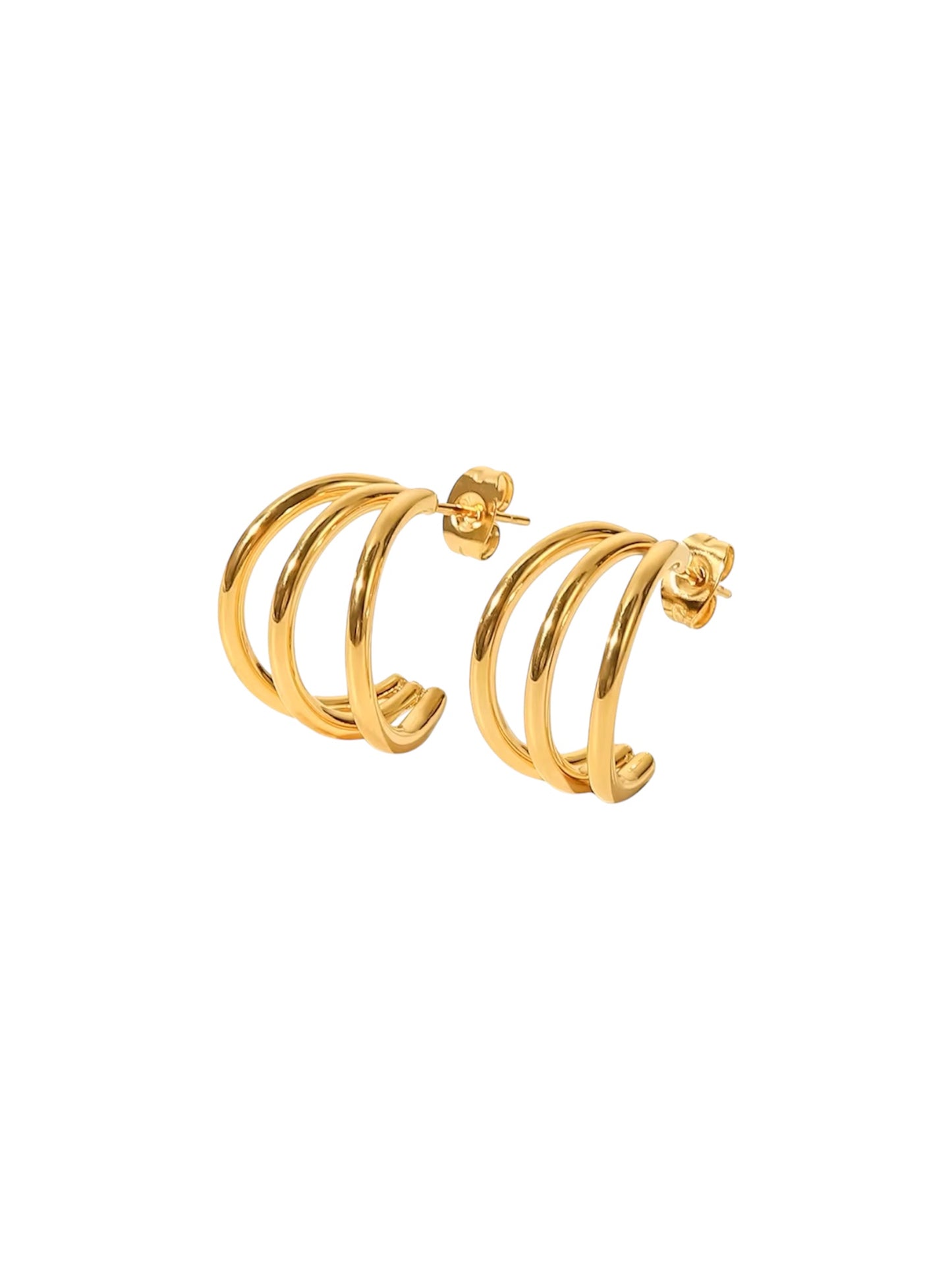 Gold Triple Mini Hoops