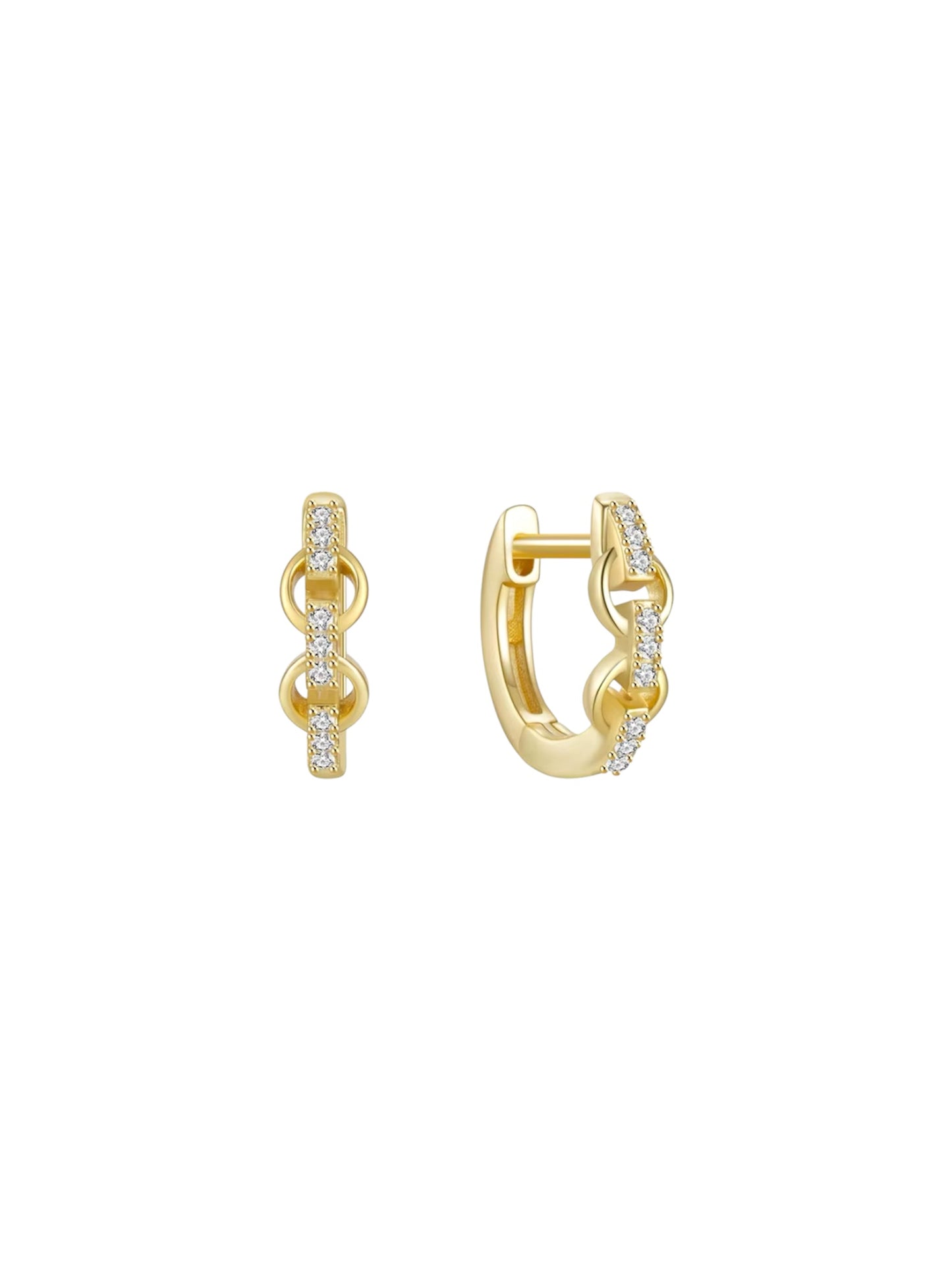 Gold Pave Chain Huggies