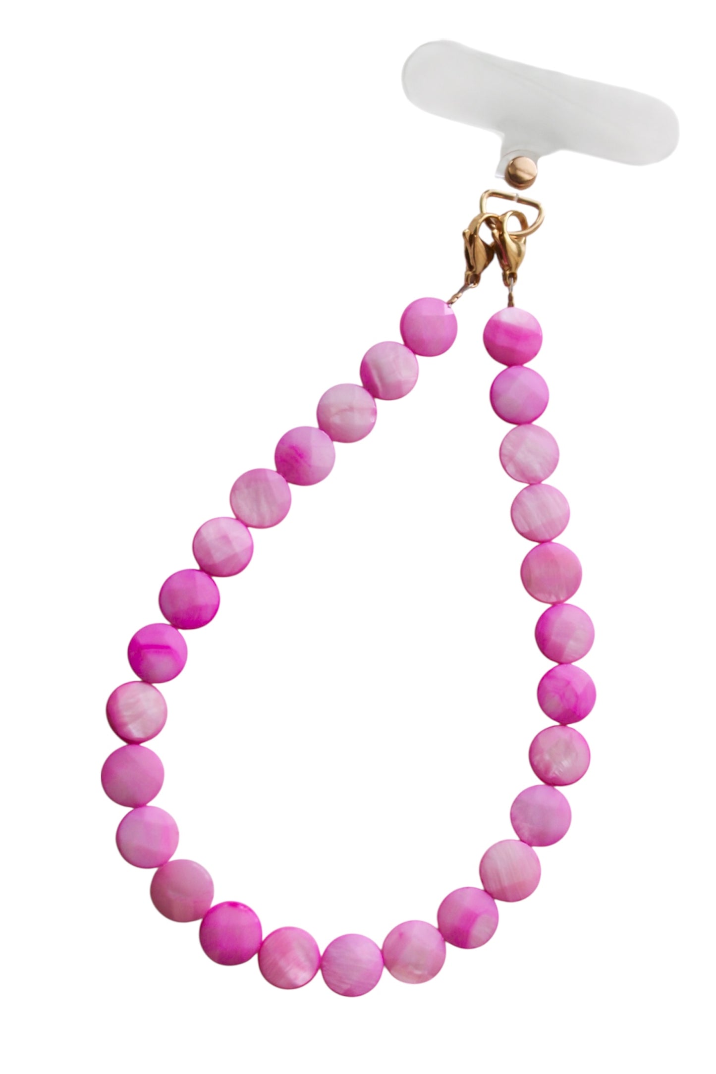 Pink Flat Beaded Phone Charm