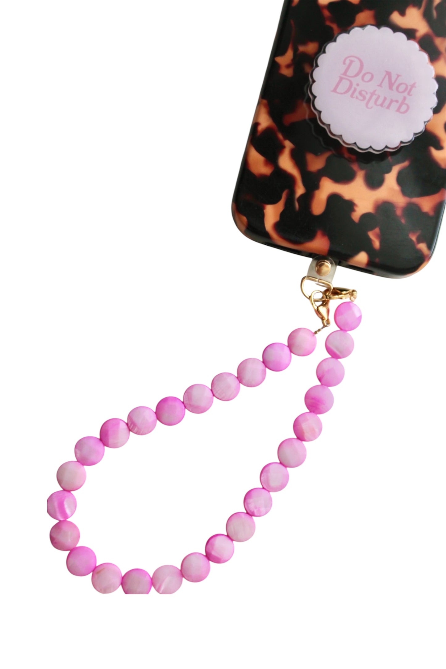 Pink Flat Beaded Phone Charm