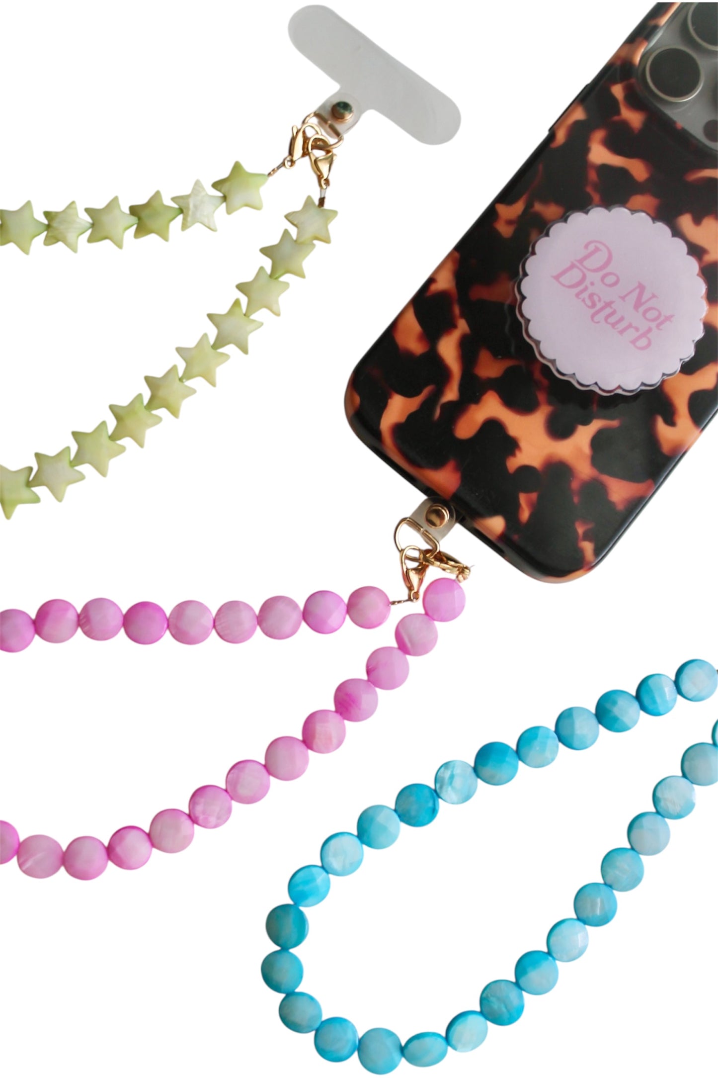 Blue Flat Beaded Phone Charm