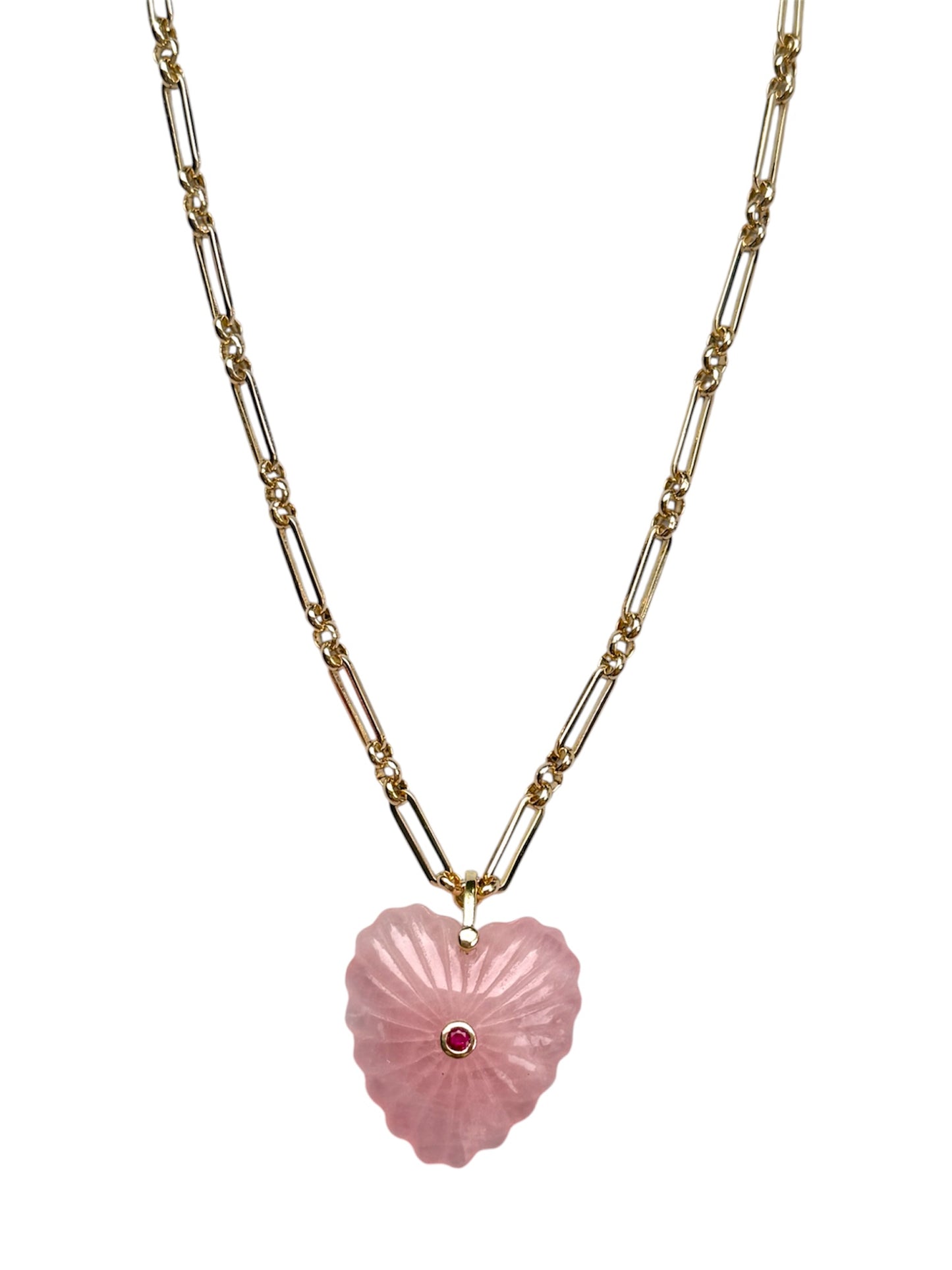 Pink Palm Heart Necklace