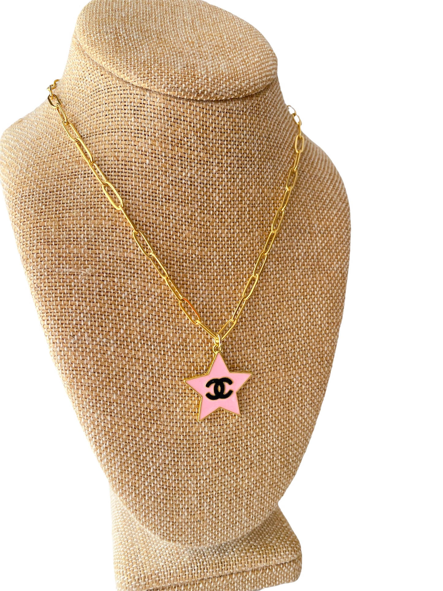 Pink CC Star Necklace