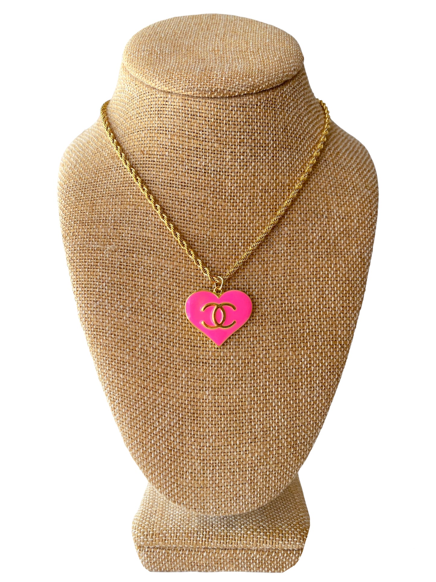 Pink CC Heart Necklace