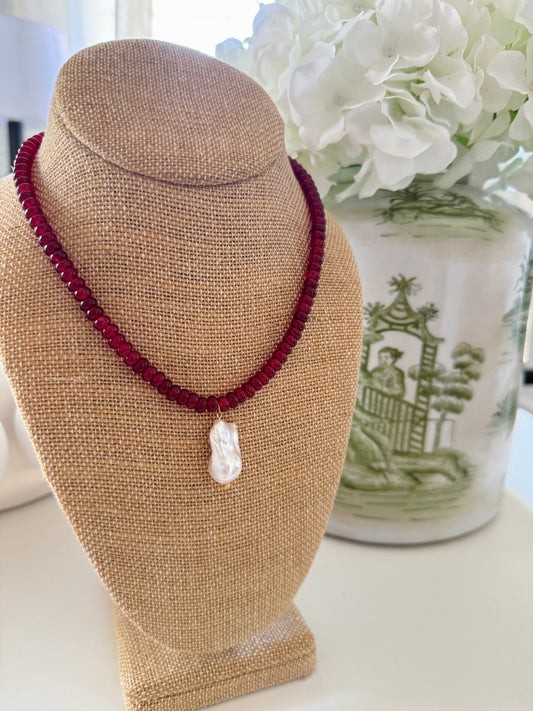 Garnet Beaded with Pearl