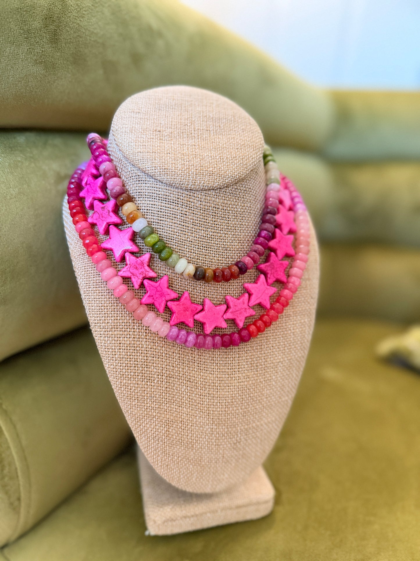 Pink Chunky Star Necklace