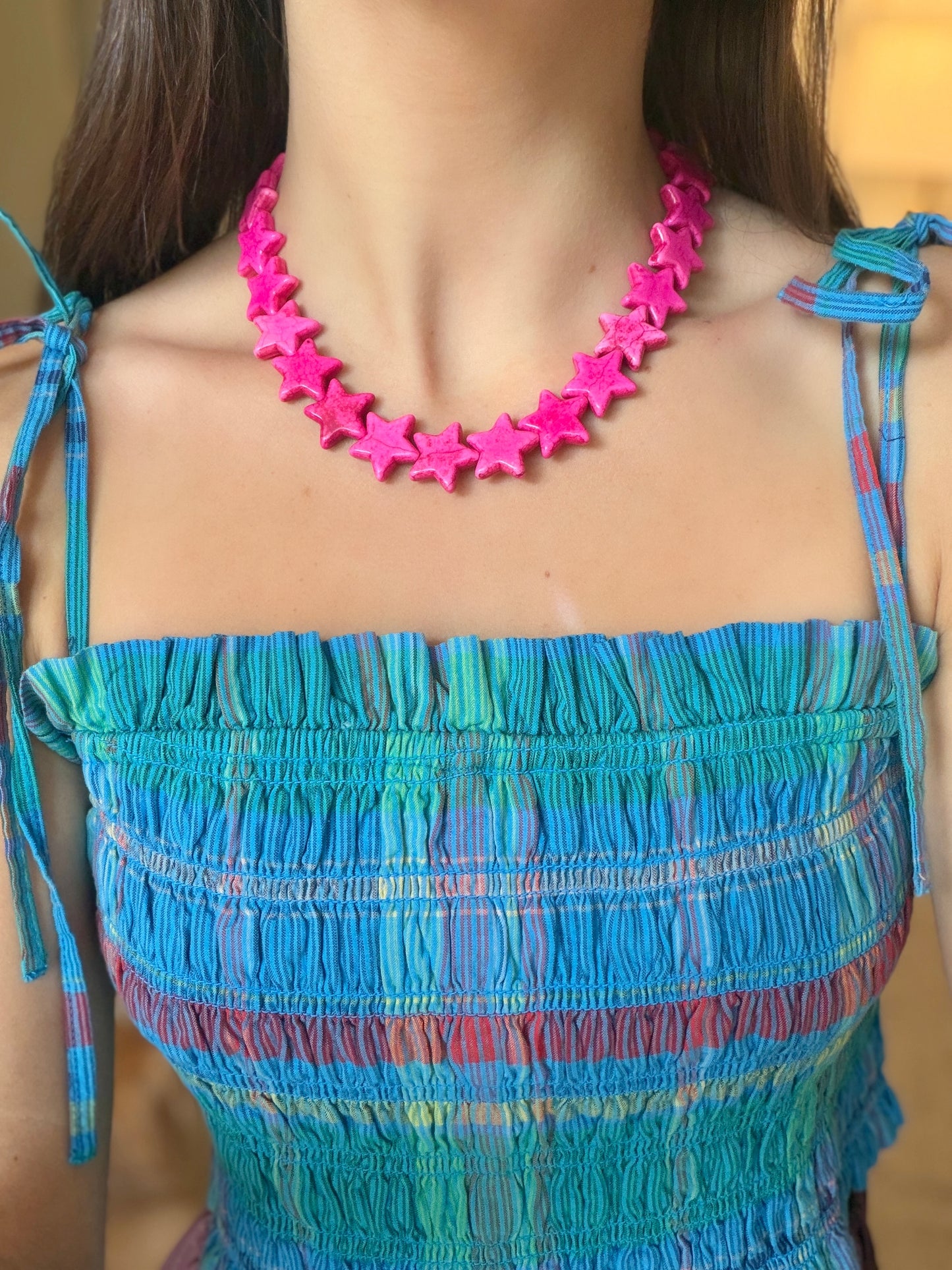 Pink Chunky Star Necklace