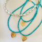 Turquoise Beaded Gold Heart