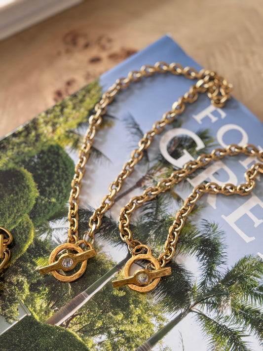 Gold Diamond Toggle Necklace