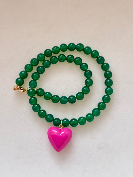 Mod Heart Beaded Necklace