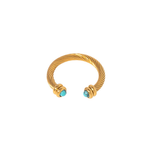 Gold Turquoise Textured Ring