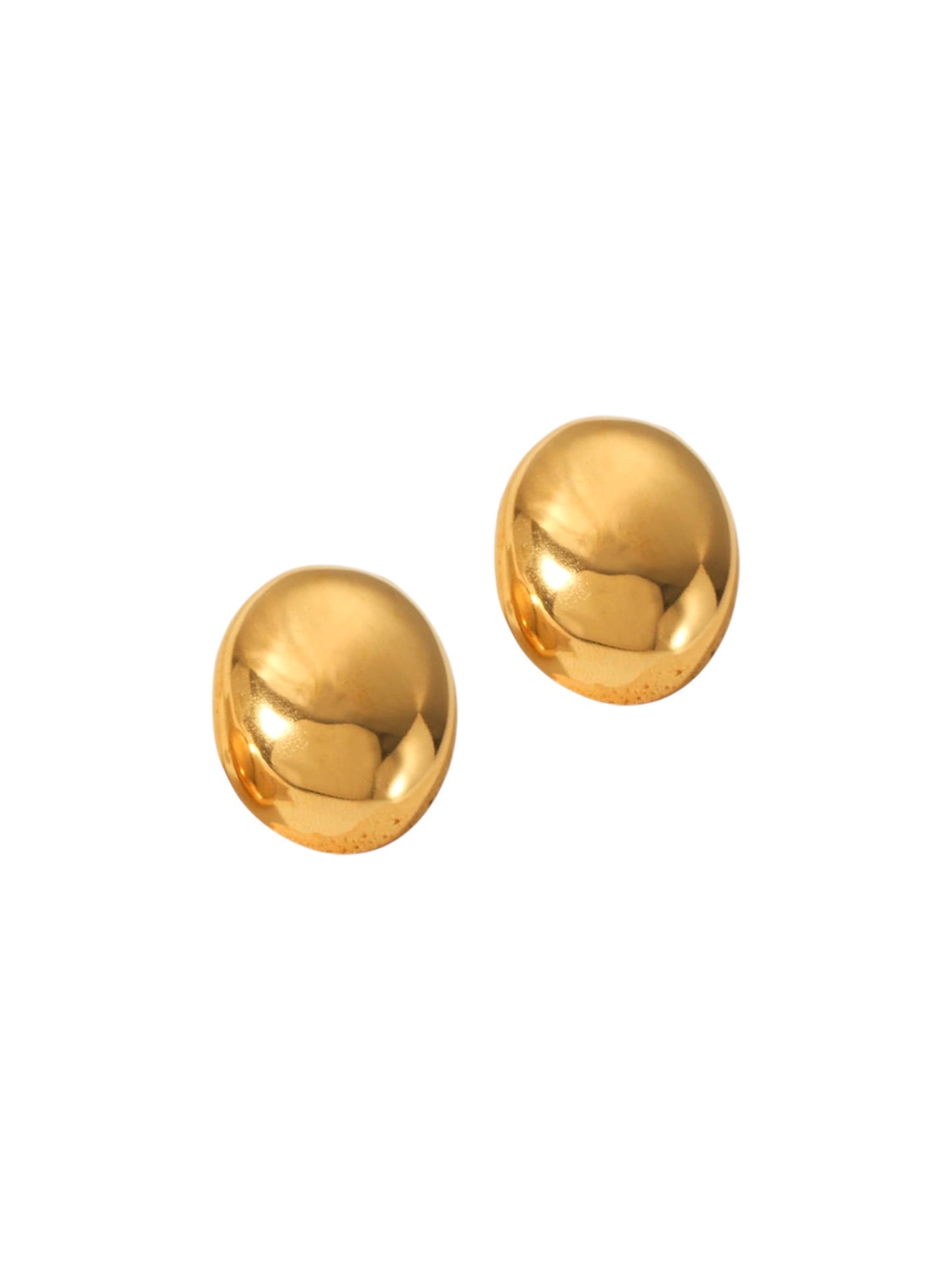 Gold Glossy Oval Studs