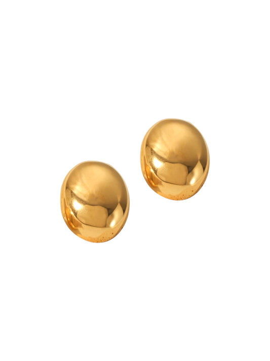 Gold Glossy Oval Studs