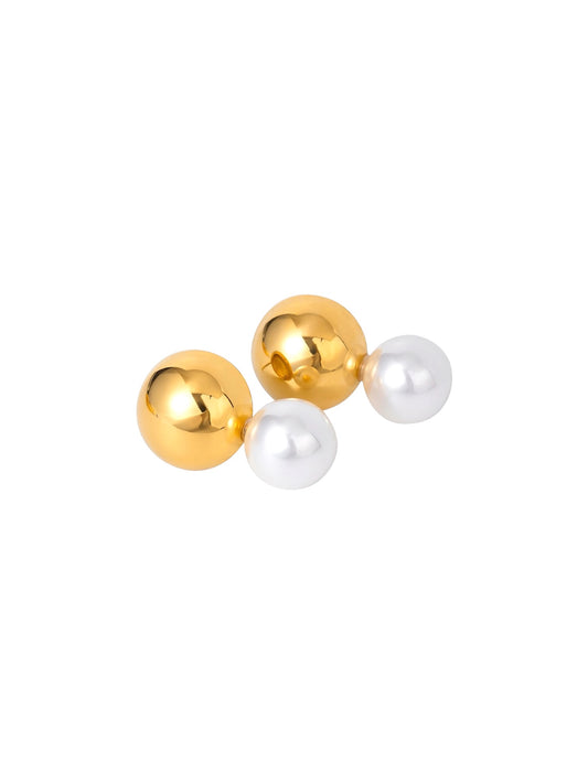 Gold & Pearl Ball Earrings