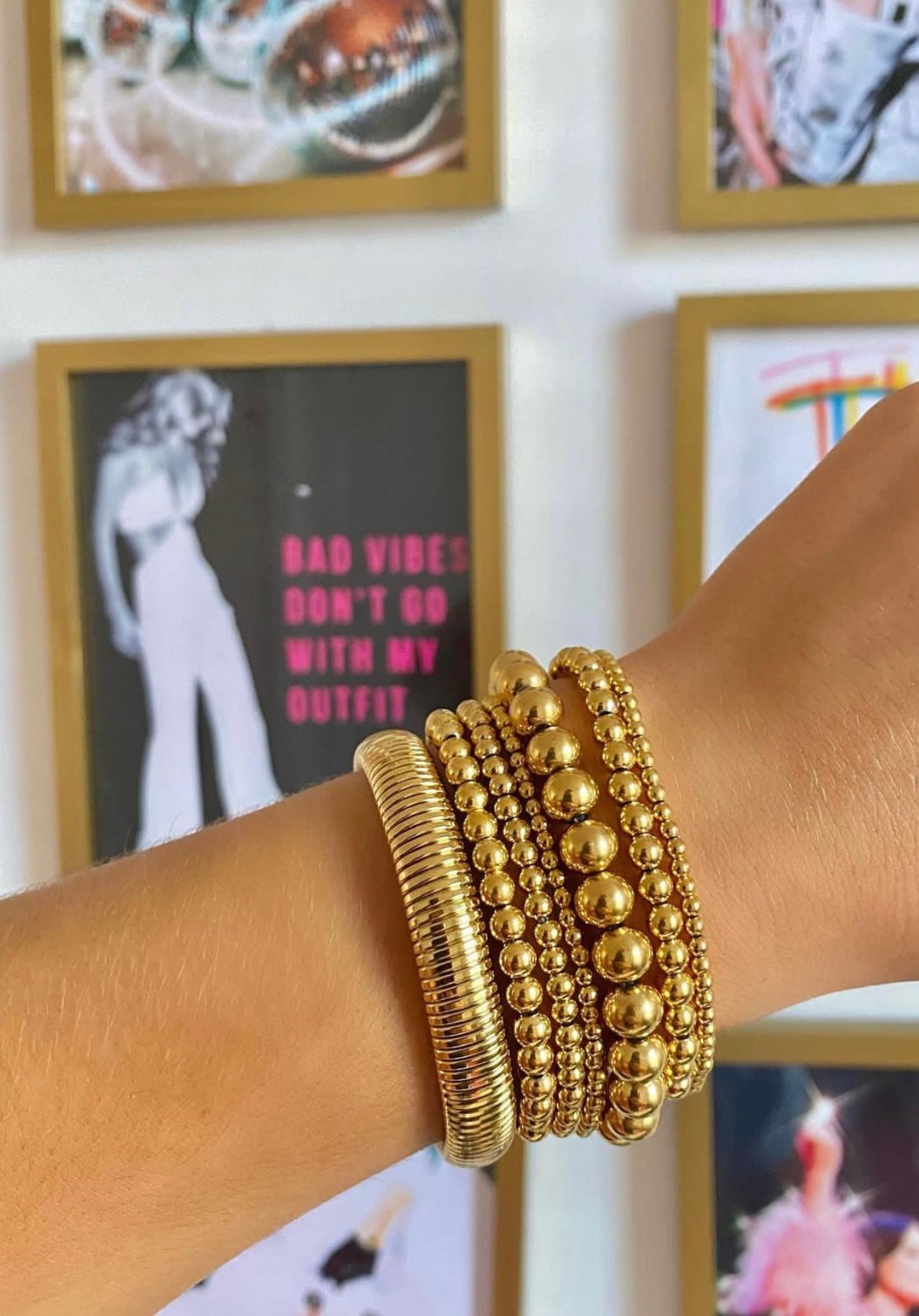 8mm Gold Beaded