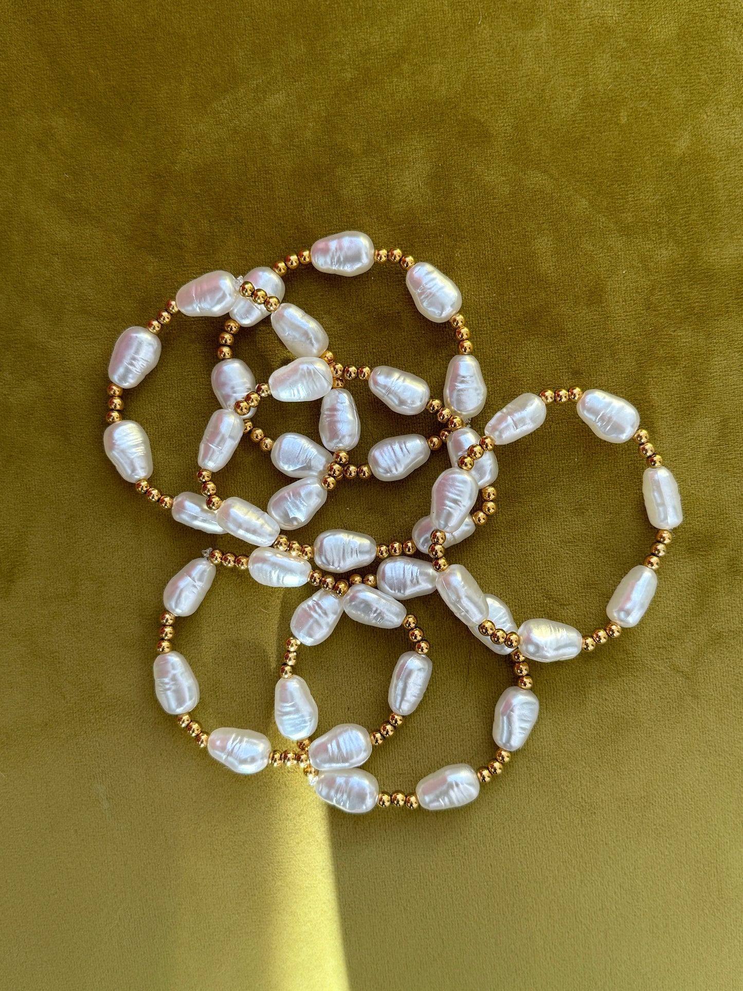 Gold Pearl Beaded Bracelet