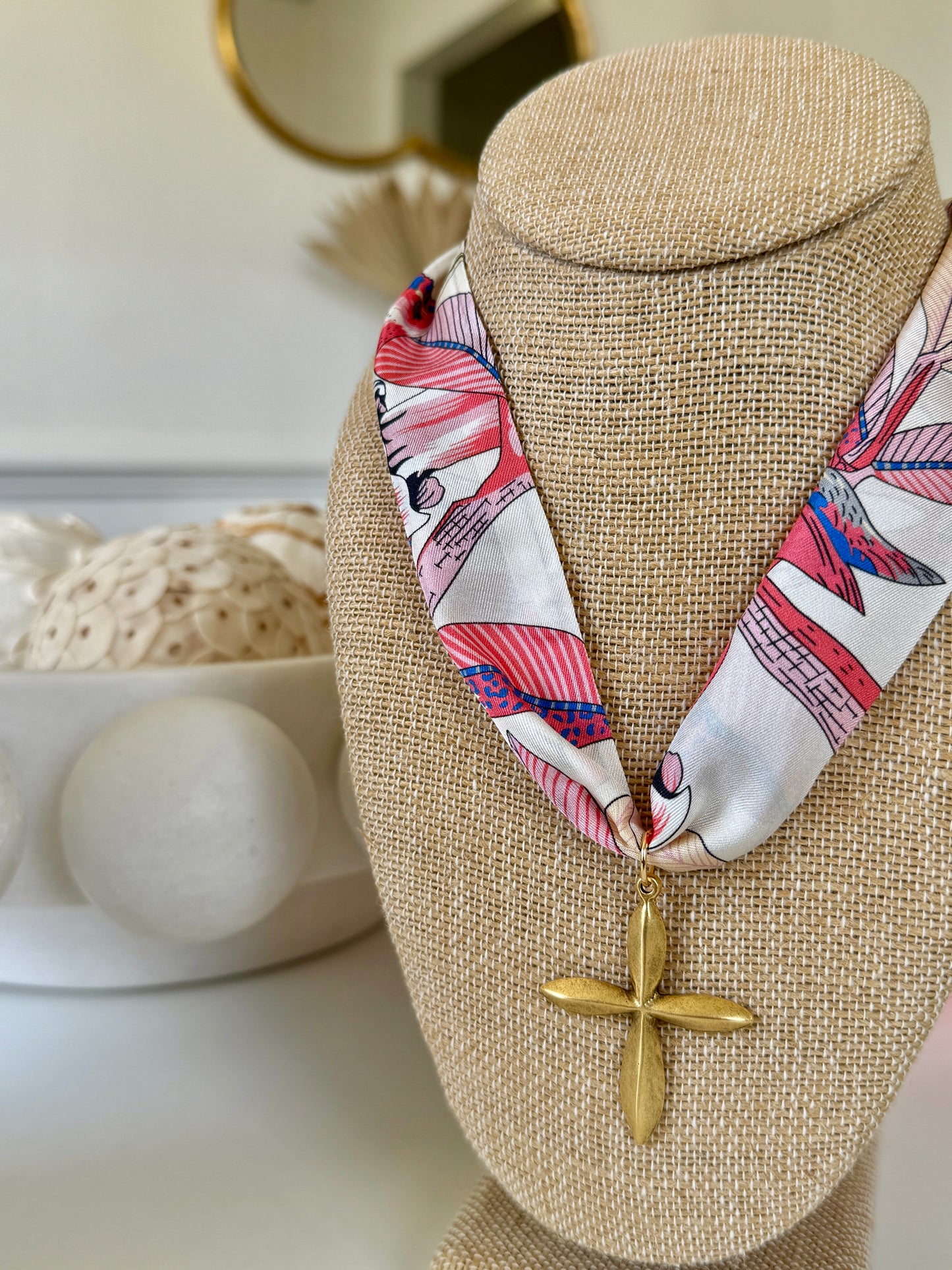 Amelia Cross Scarf Necklace