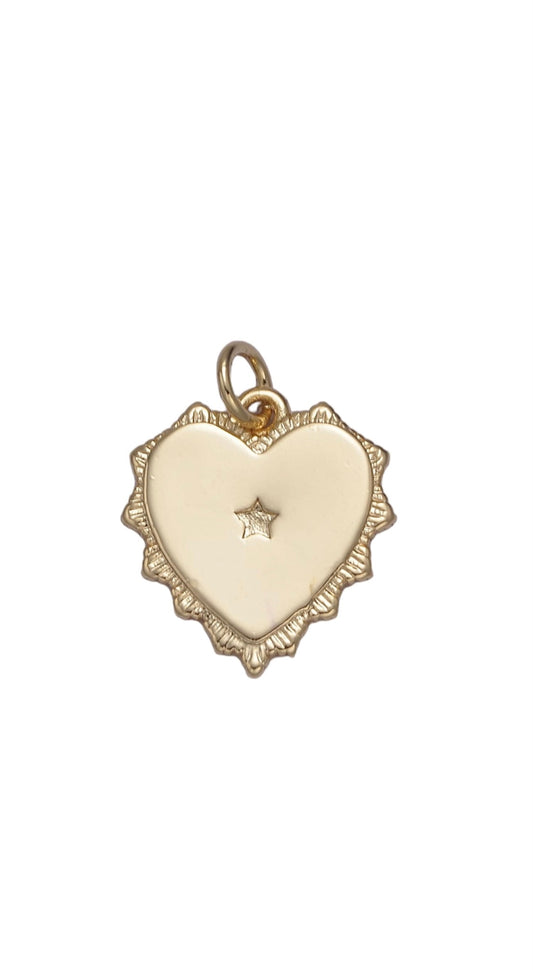 Gold Starburst Heart Charm