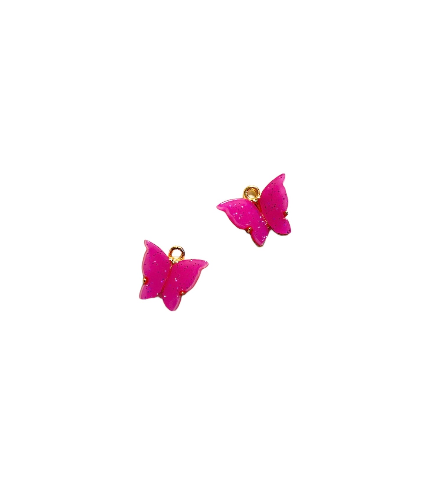Dainty Pink Glitter Butterflies Charm