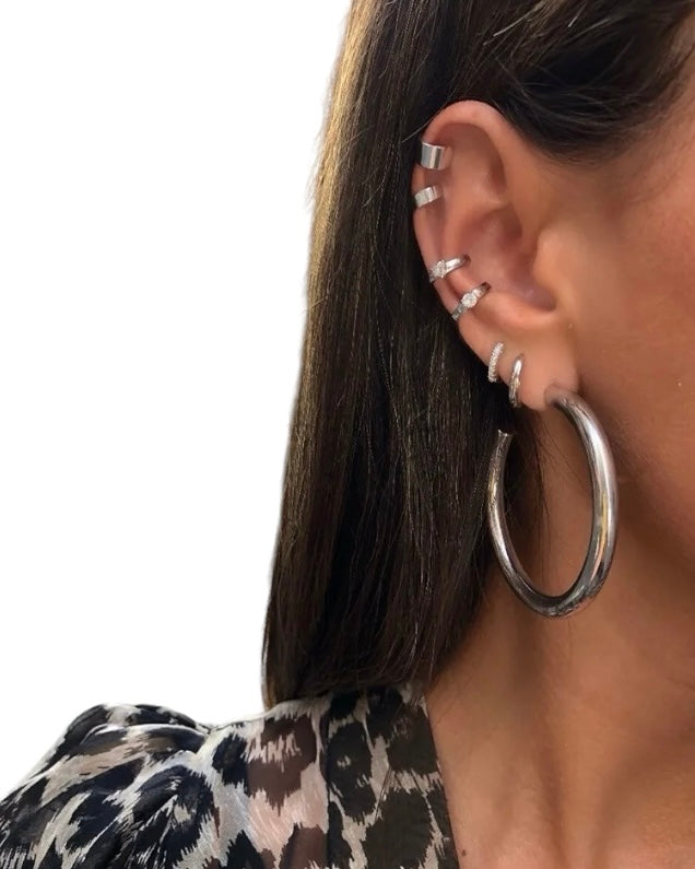 Large Silver Tube Hoops