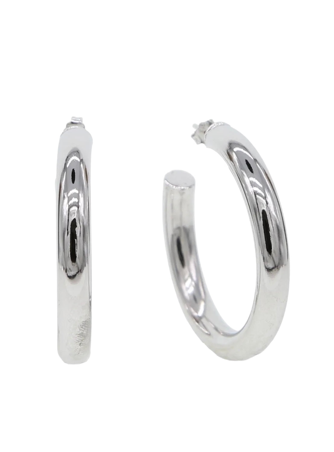 Large Silver Tube Hoops