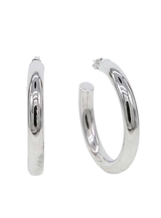 Large Silver Tube Hoops
