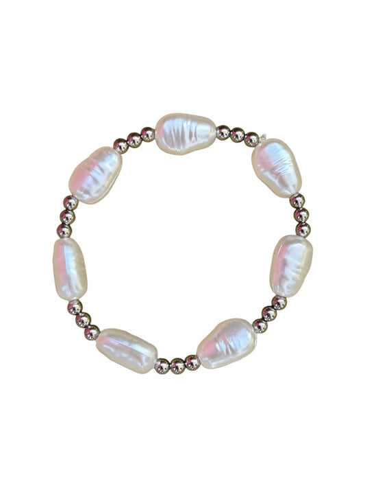 Silver Pearl Beaded Bracelet