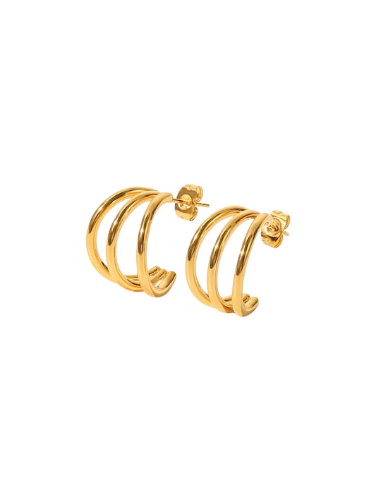 Gold Triple Mini Hoops
