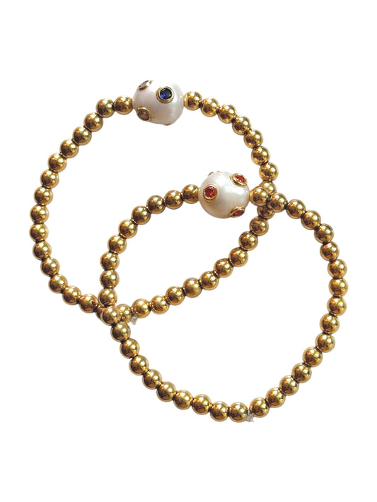 CZ Pearl Gold Beaded