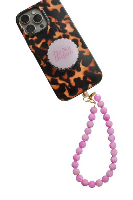 Pink Flat Beaded Phone Charm