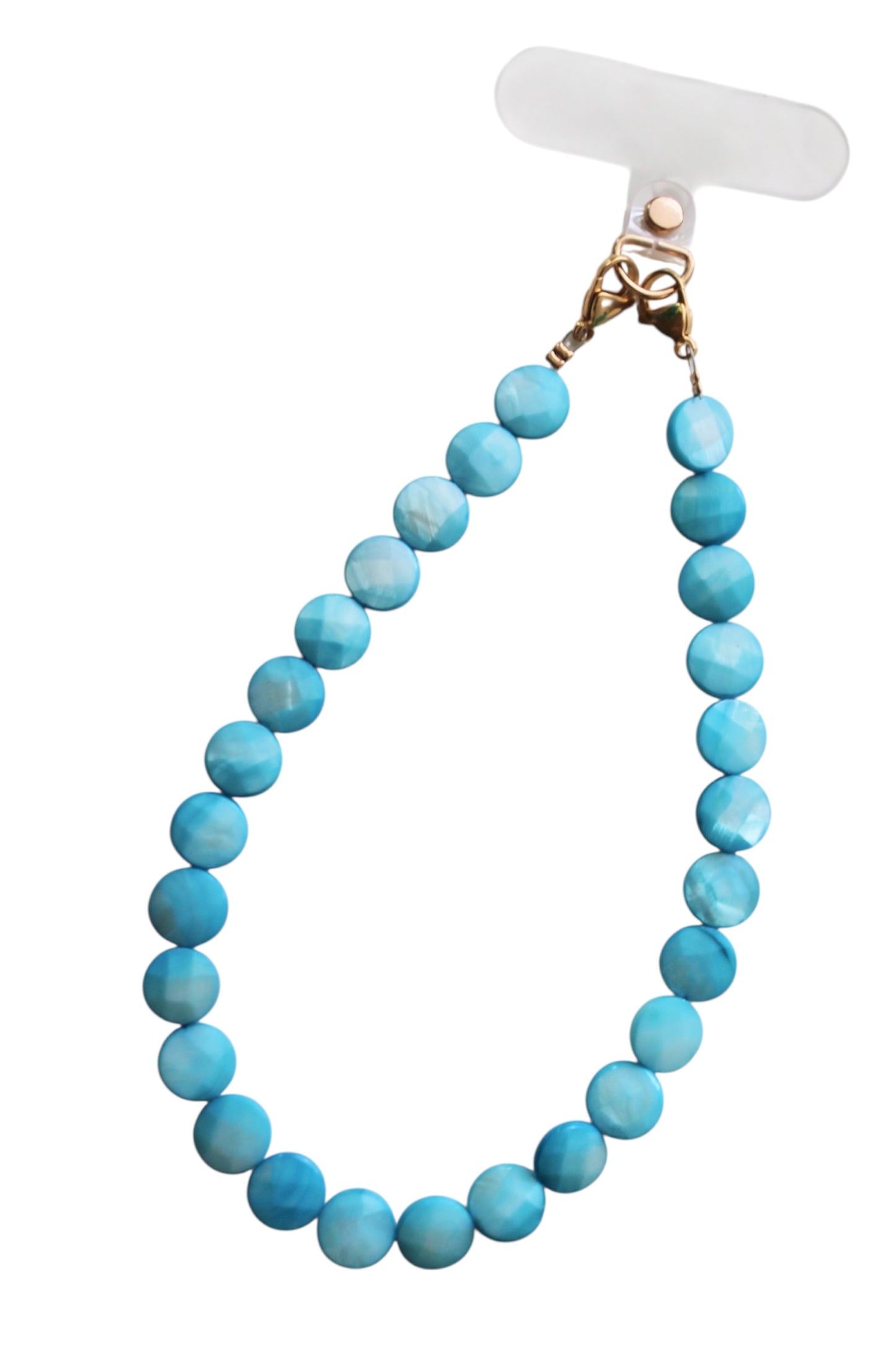 Blue Flat Beaded Phone Charm