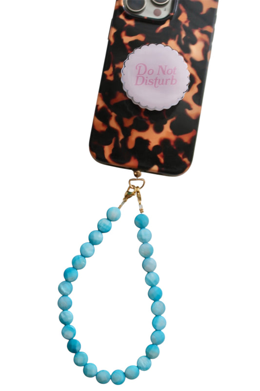 Blue Flat Beaded Phone Charm