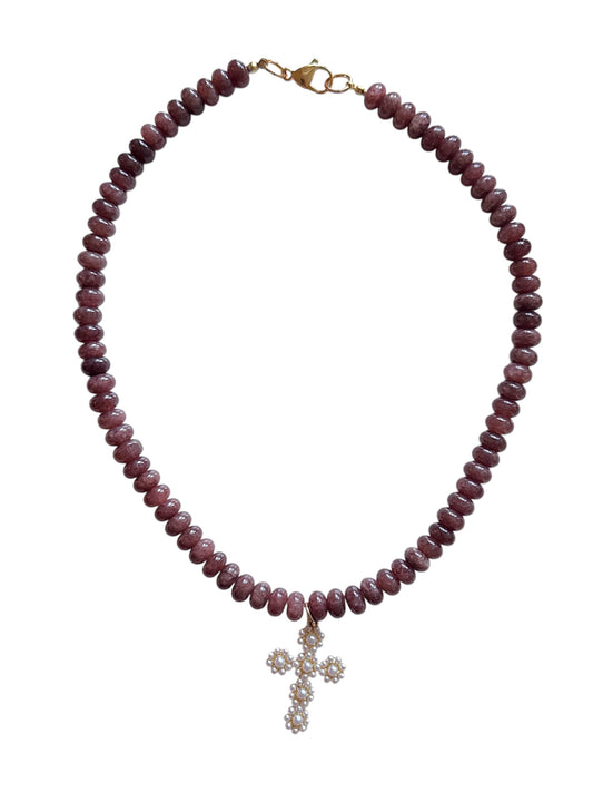 Peyton Cross Beaded Necklace