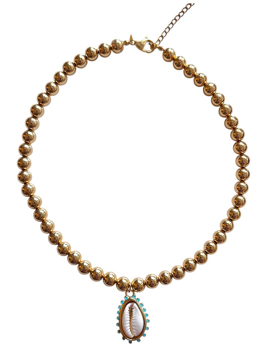 Gold Bubble Cowrie Shell Necklace
