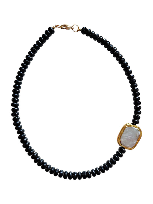 Meave Black Beaded Necklace