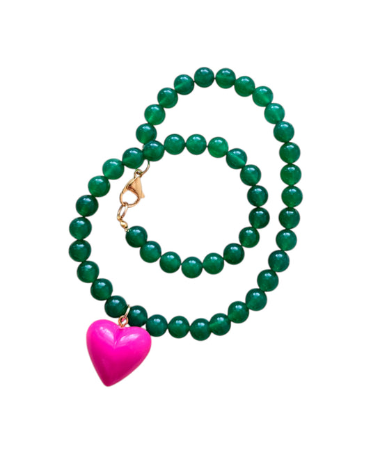 Mod Heart Beaded Necklace