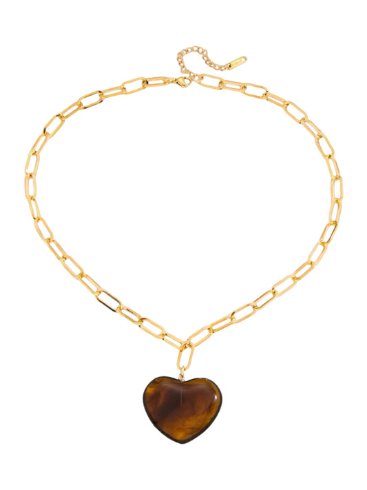 Tribeca Tiger's Eye Heart Necklace