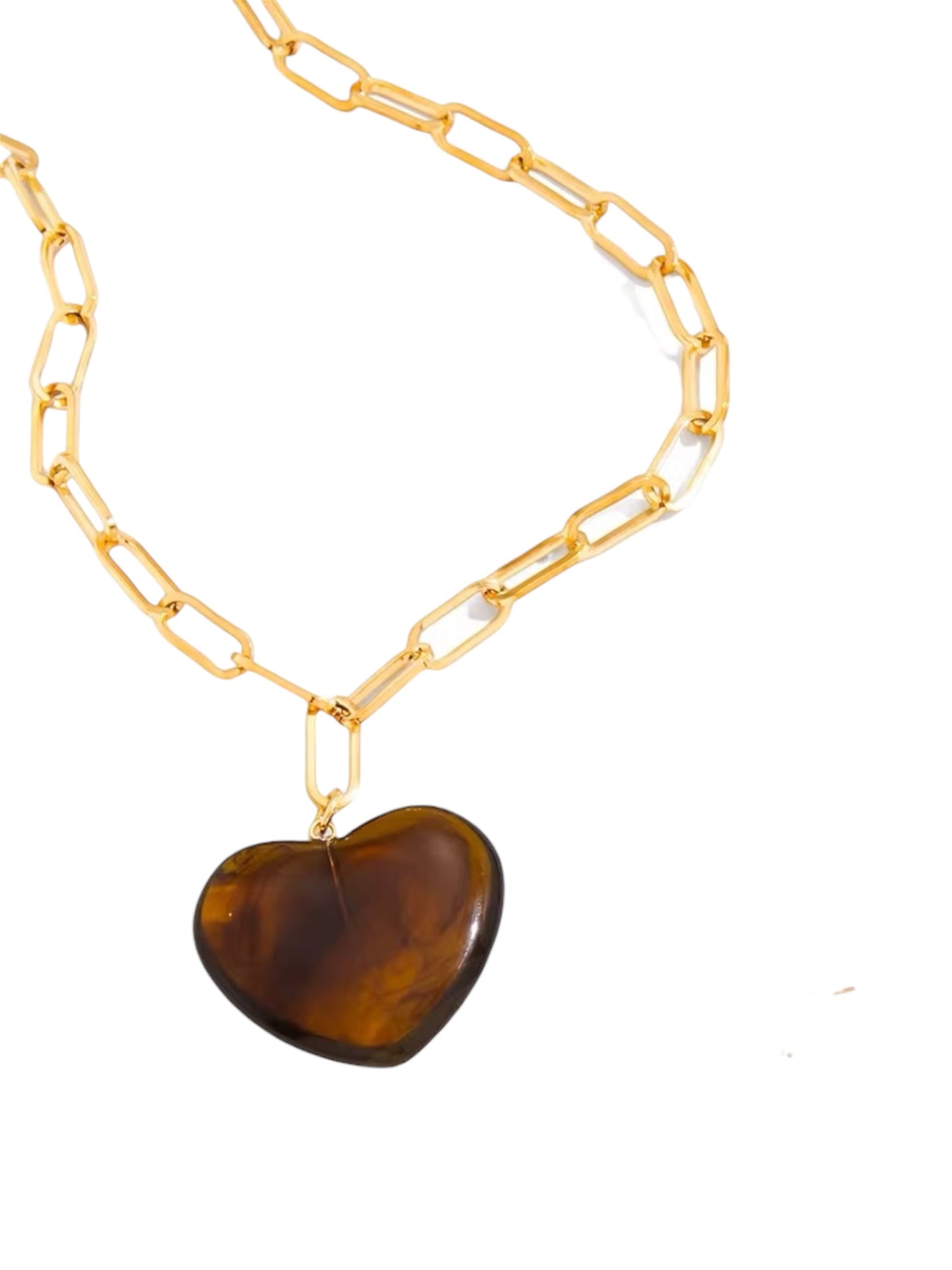 Tribeca Tiger's Eye Heart Necklace